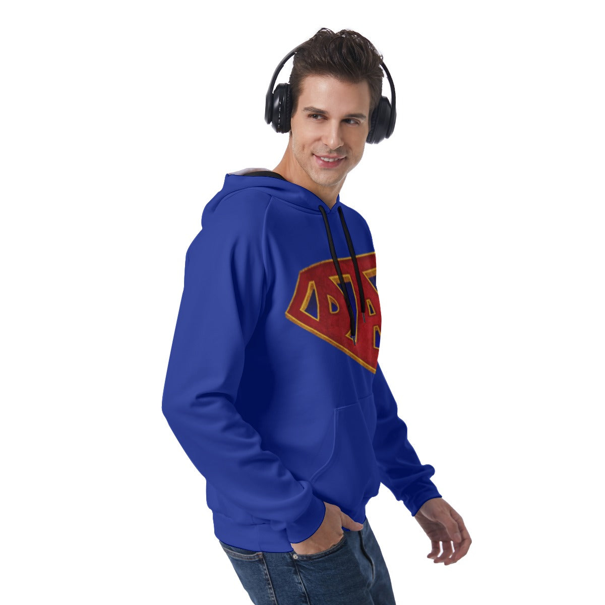 KSC's Exclusive Men's Blue SUPER DAD Raglan Pullover Hoodie