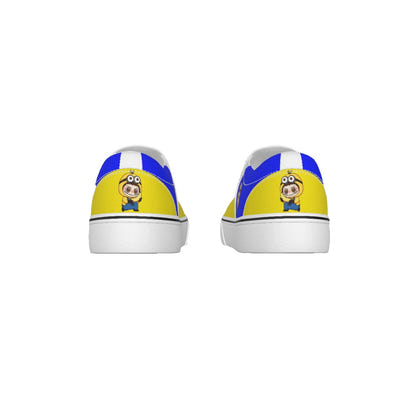 💛 Minion Labubu Yellow & Blue Slip-On Sneakers (Kids) -Minion Labubu Yellow & Blue Kid's Slip On Sneakers