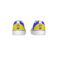 💛 Minion Labubu Yellow &amp; Blue Slip-On Sneakers (Kids) -Minion Labubu Yellow & Blue Kid's Slip On Sneakers