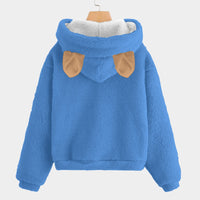 Hoodie Bear Blue Kid’s Borg Fleece Hoodie With Ears