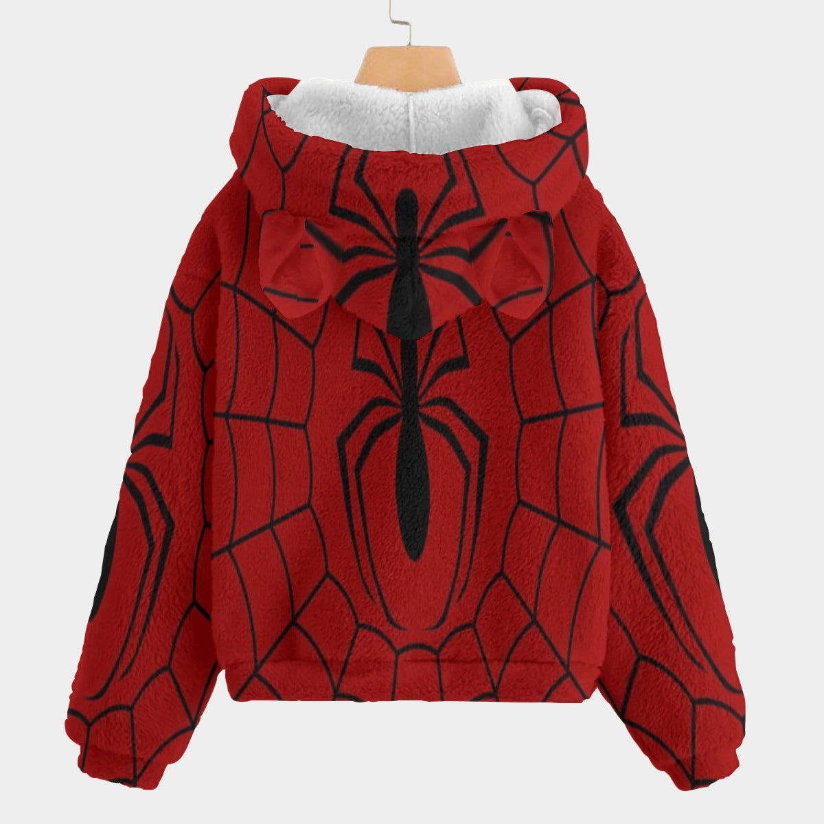 Spiderman Labubu Kid’s Borg Fleece Hoodie With Ears