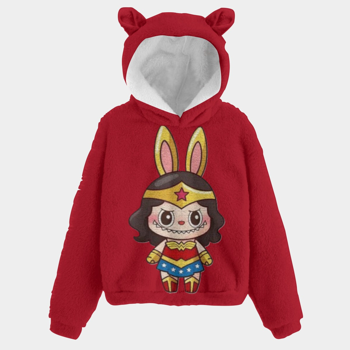 KSC's Exclusive Labubu Wonder Woman Kid’s Borg Fleece Sweatshirt With Ears