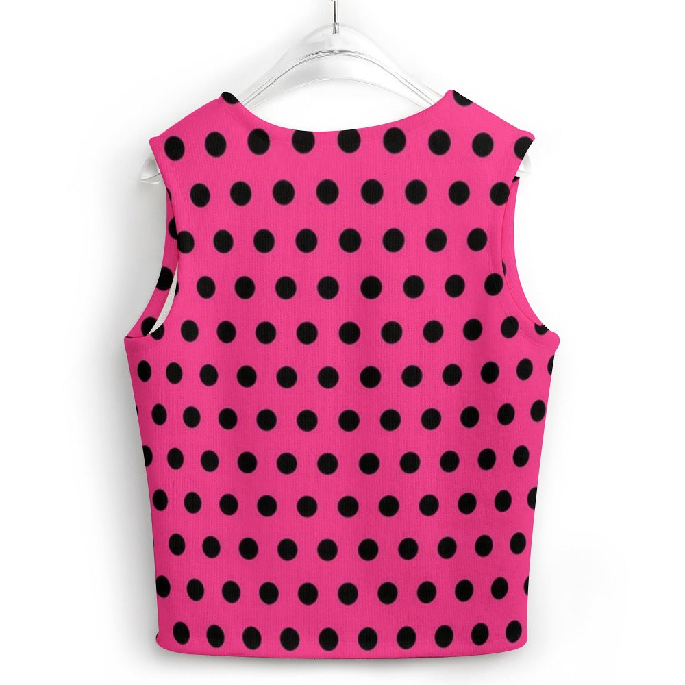 KSC's Exclusive Polka Dot Designs Women's Long Sleeve Button Knit Vest- 10 Options Inside