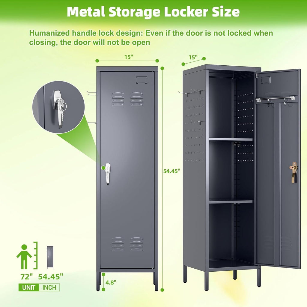 Metal Lockers For Kids, Teens, College Dorms, or Employees With Handle,Metal Storage Locker