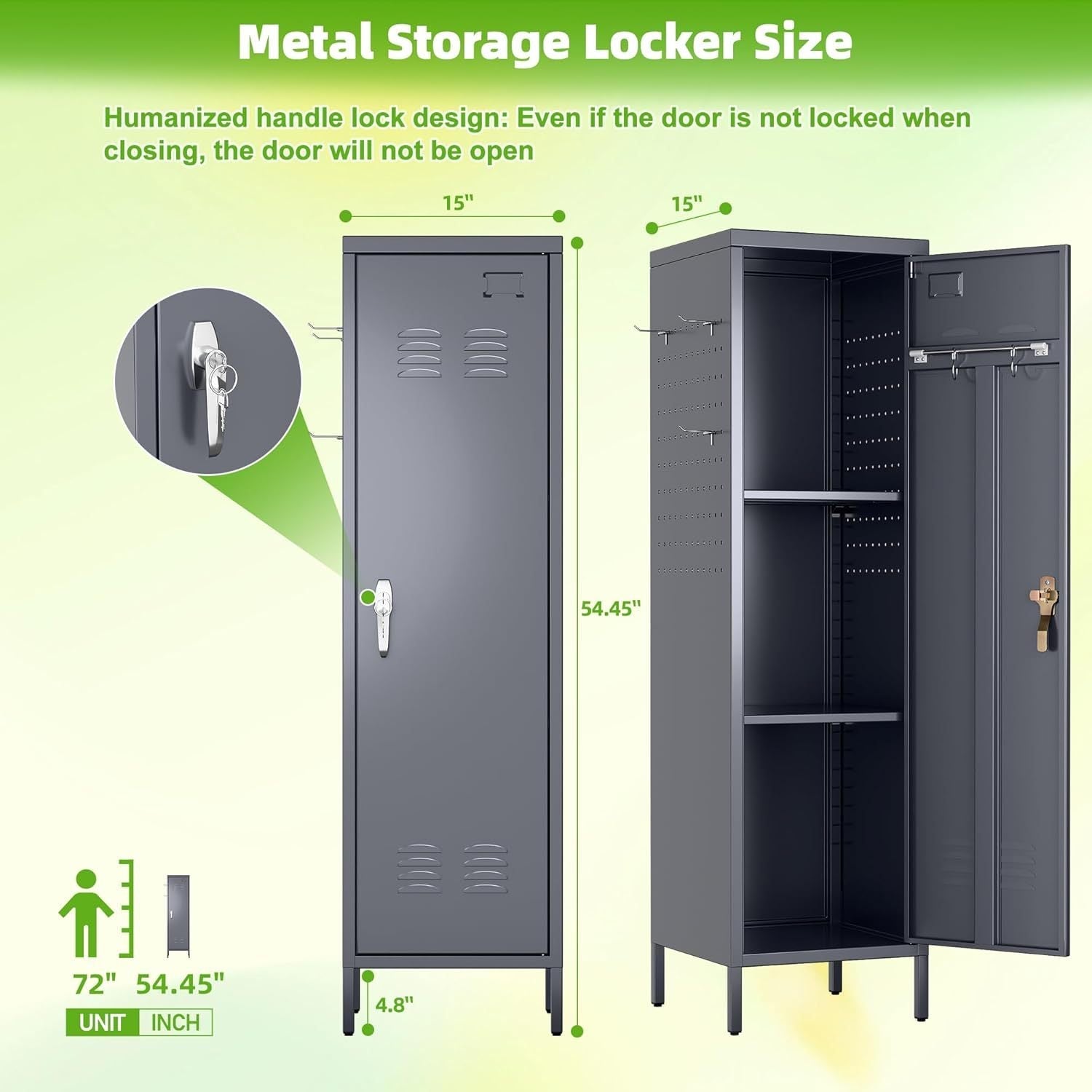 Metal Lockers For Kids, Teens, College Dorms, or Employees With Handle,Metal Storage Locker