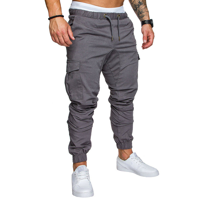 Fashion Men's Drawstring Adjustable Pocket Pants New Casual Men's Pants Jogging Slim Fit Striped Clothing