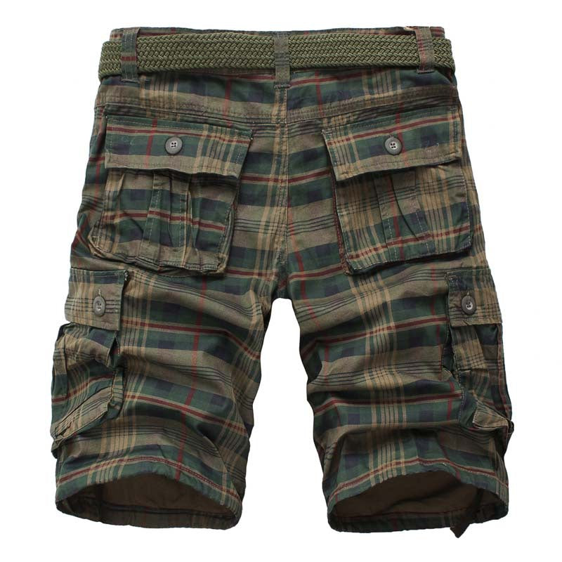 Men&#039;s Work Shorts Men&#039;s Sports Pants Five-point Multi-pocket Plaid Shorts Men&#039;s