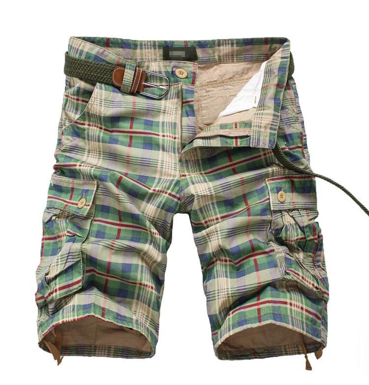 Men&#039;s Work Shorts Men&#039;s Sports Pants Five-point Multi-pocket Plaid Shorts Men&#039;s