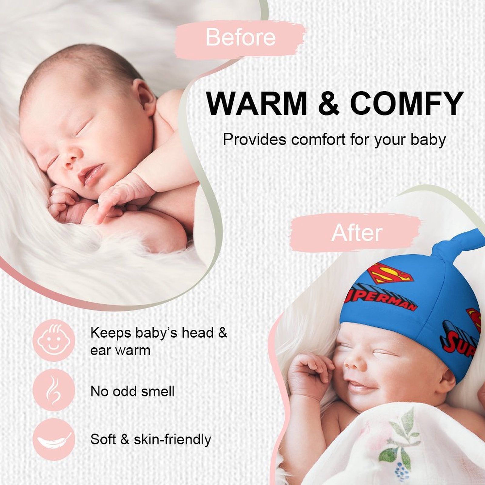 Baby Superman Long Sleeve Onesie Romper with Hat