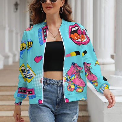 KSC's Limited Edition Pop Art Designs Women's Long Sleeve Zipper Jacket (10 Options) - KSC's Limited Edition Pop Art Collections