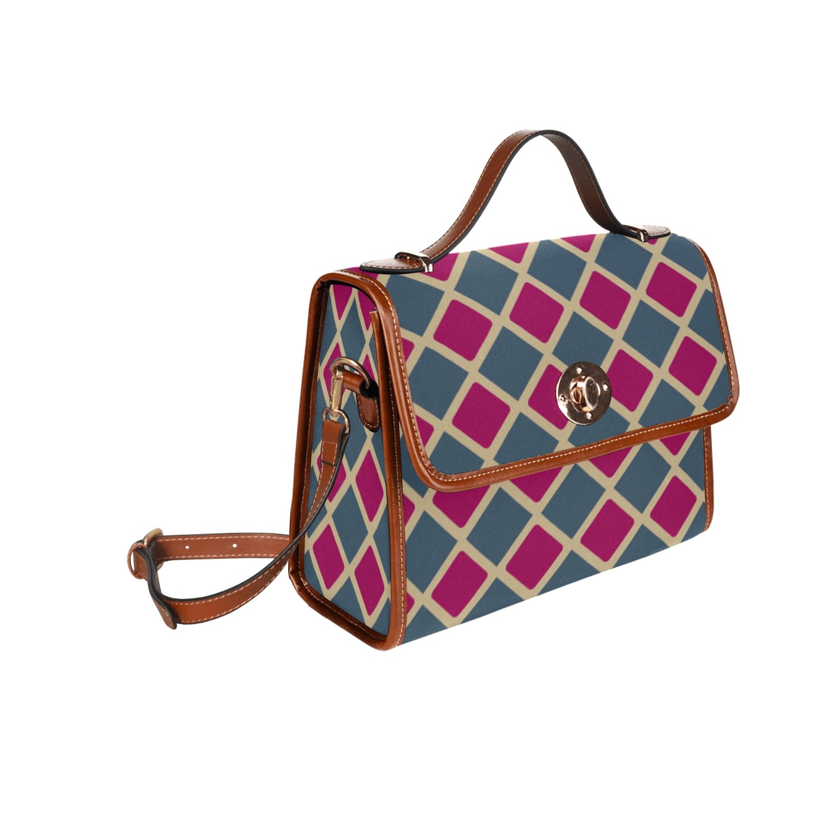 Shopksc.com Exclusive Green and Pink Diamond  Geometric Pattern Designs Handbag Fashion 