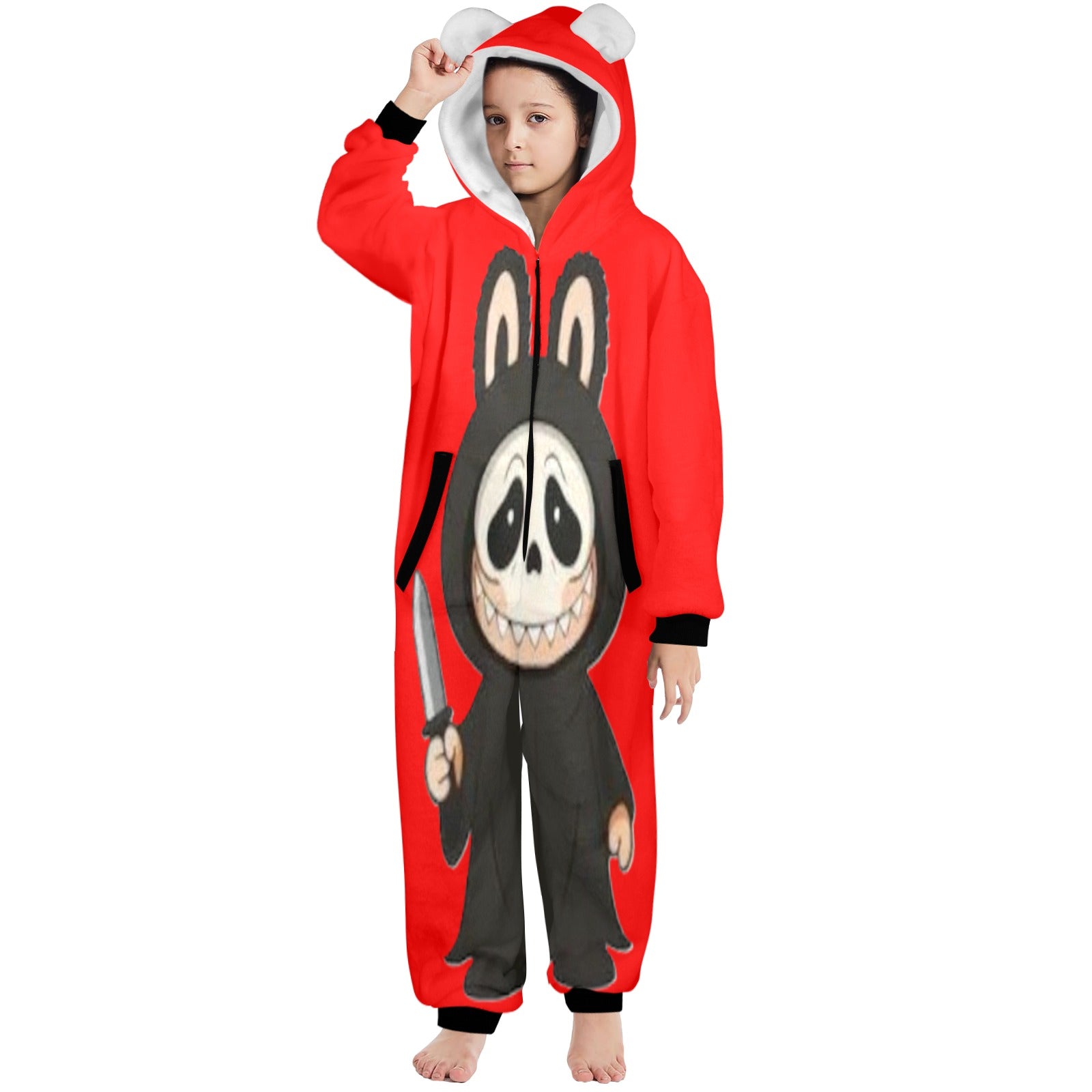 KSC's Halloween Big Kids Unisex Onesies (8 to 15 Years) Ghost Face Labubu