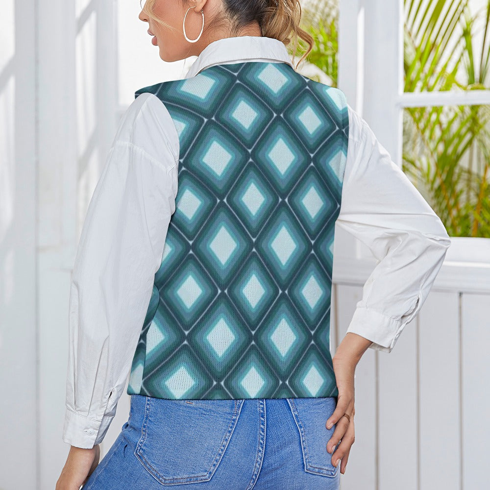 KSC's Custom Vest Designs Women's Long Sleeve Button Knit Vest - 10 OPTIONS INSIDE