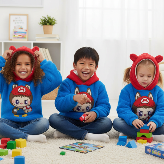 KSC's Exclusive Mario Labubu Kid’s Borg Fleece Sweatshirt With Ears