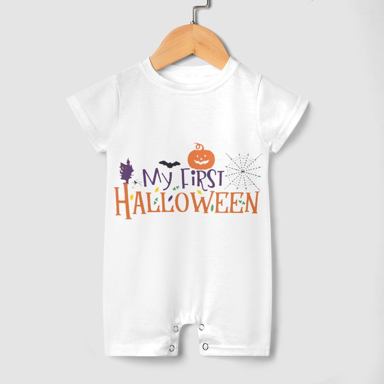 Baby My First Halloween White Romper Short Sleeve Baby Romper (PLR)