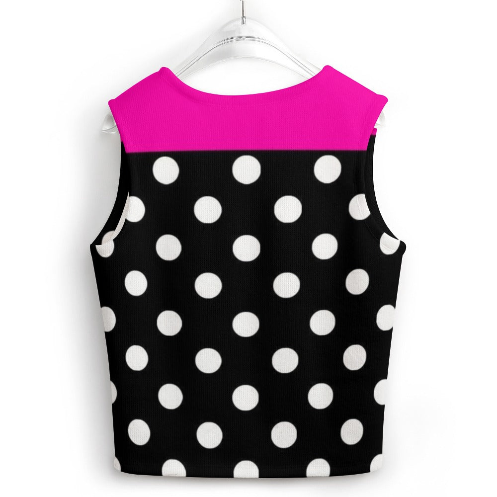 KSC's Exclusive Polka Dot Designs Women's Long Sleeve Button Knit Vest- 10 Options Inside