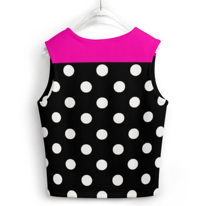KSC's Exclusive Polka Dot Designs Women's Long Sleeve Button Knit Vest- 10 Options Inside
