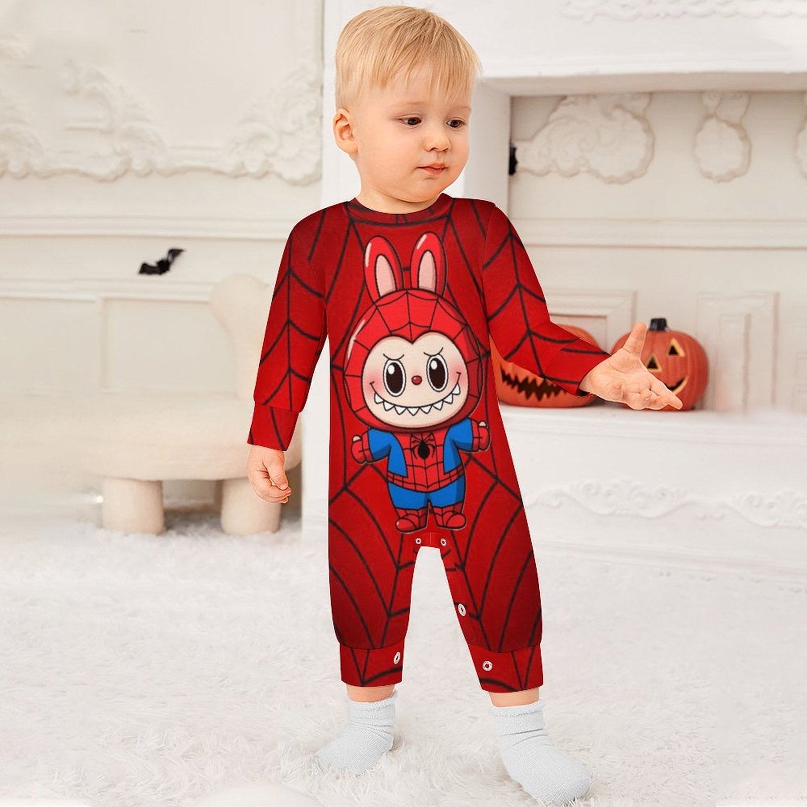 Spiderman Labubu Onesie Romper Long Sleeve with Hat