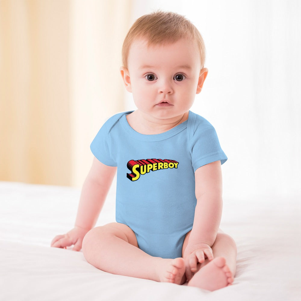SUPER BABY PRINT DESIGNS BOYS Short -Sleeve Baby's Bodysuit - Super Boy/Man Prints