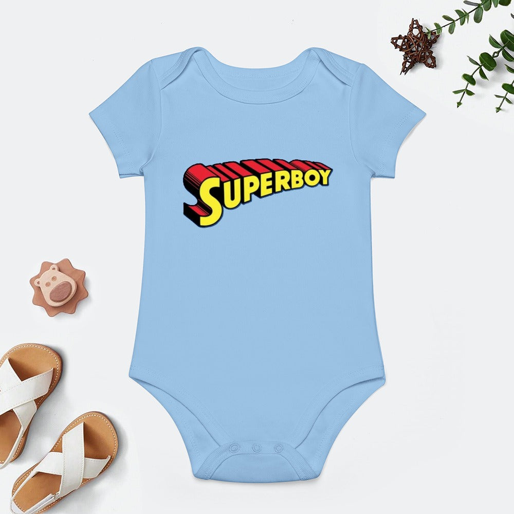 SUPER BABY PRINT DESIGNS BOYS Short -Sleeve Baby's Bodysuit - Super Boy/Man Prints