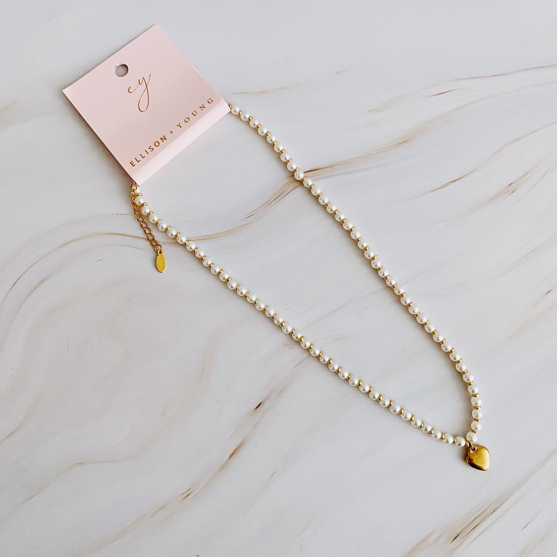 Beautiful Pearl And Gold Bauble Heart Necklace