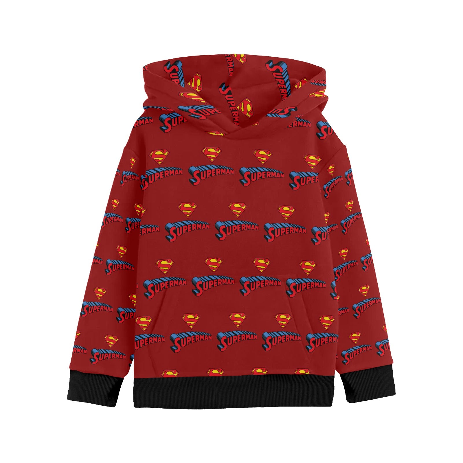 Super Hero Pattern -Little Boys' Long Sleeve Hoodie