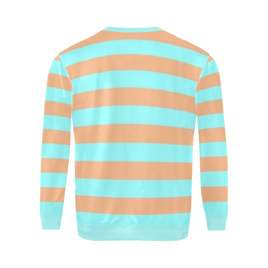 Green Brown Chocolate Mint Striped Sweater - Men's Sweater - Sweatshirts Men's Crew Neck Sweatshirt (Model H18)