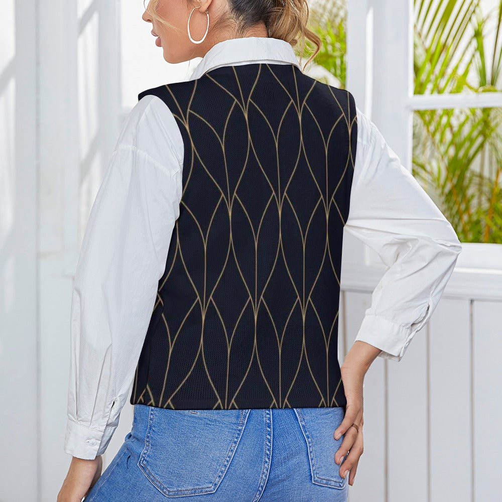 KSC's Custom Vest Designs Women's Long Sleeve Button Knit Vest - 10 OPTIONS INSIDE