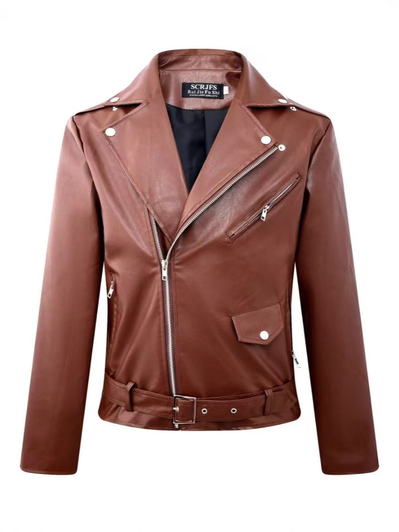New men's leather jacket Trend Men's motorcycle leather jacket large size men's color