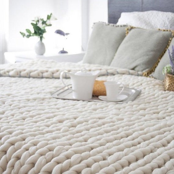 COZY COMFORTABLE WOVEN BLANKET Yarn Hand-Woven Blanket Knitted Wool blanket Soft Thick Yarn
