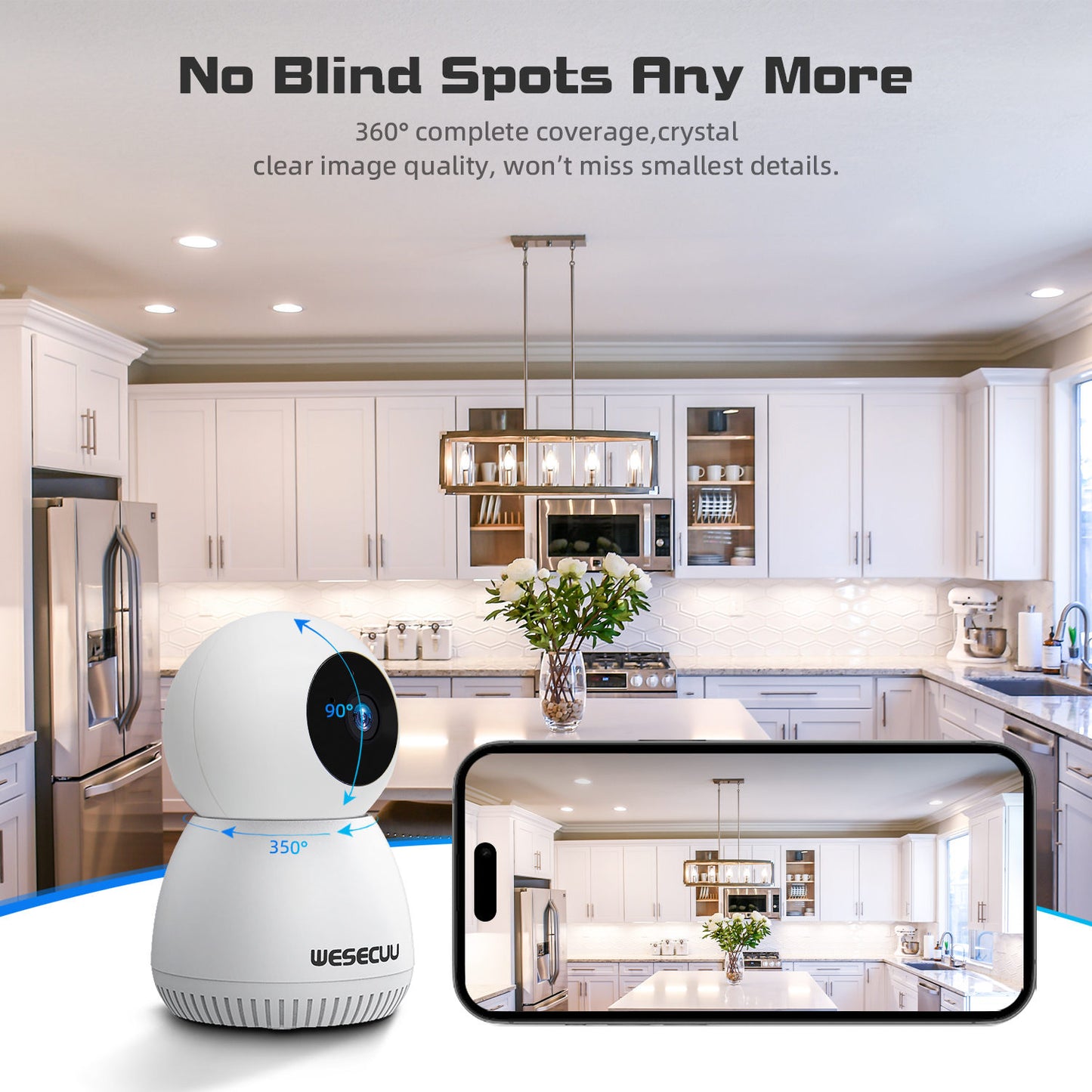 SECURITY CAMERA -WESECUU IP Camera WiFi Baby Monitor 1080P Mini Indoor CCTV Security 2MP AI Tracking Audio Video Surveillance Camera