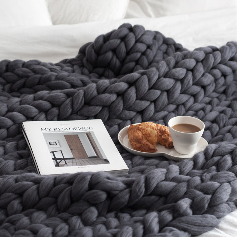 COZY COMFORTABLE WOVEN BLANKET Yarn Hand-Woven Blanket Knitted Wool blanket Soft Thick Yarn