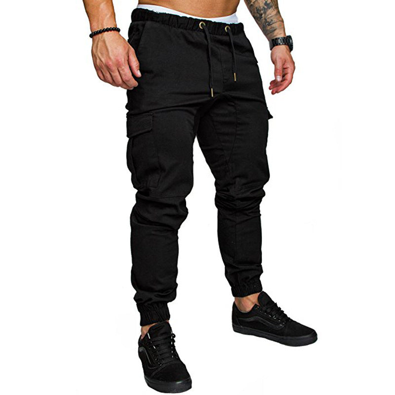 Fashion Men's Drawstring Adjustable Pocket Pants New Casual Men's Pants Jogging Slim Fit Striped Clothing