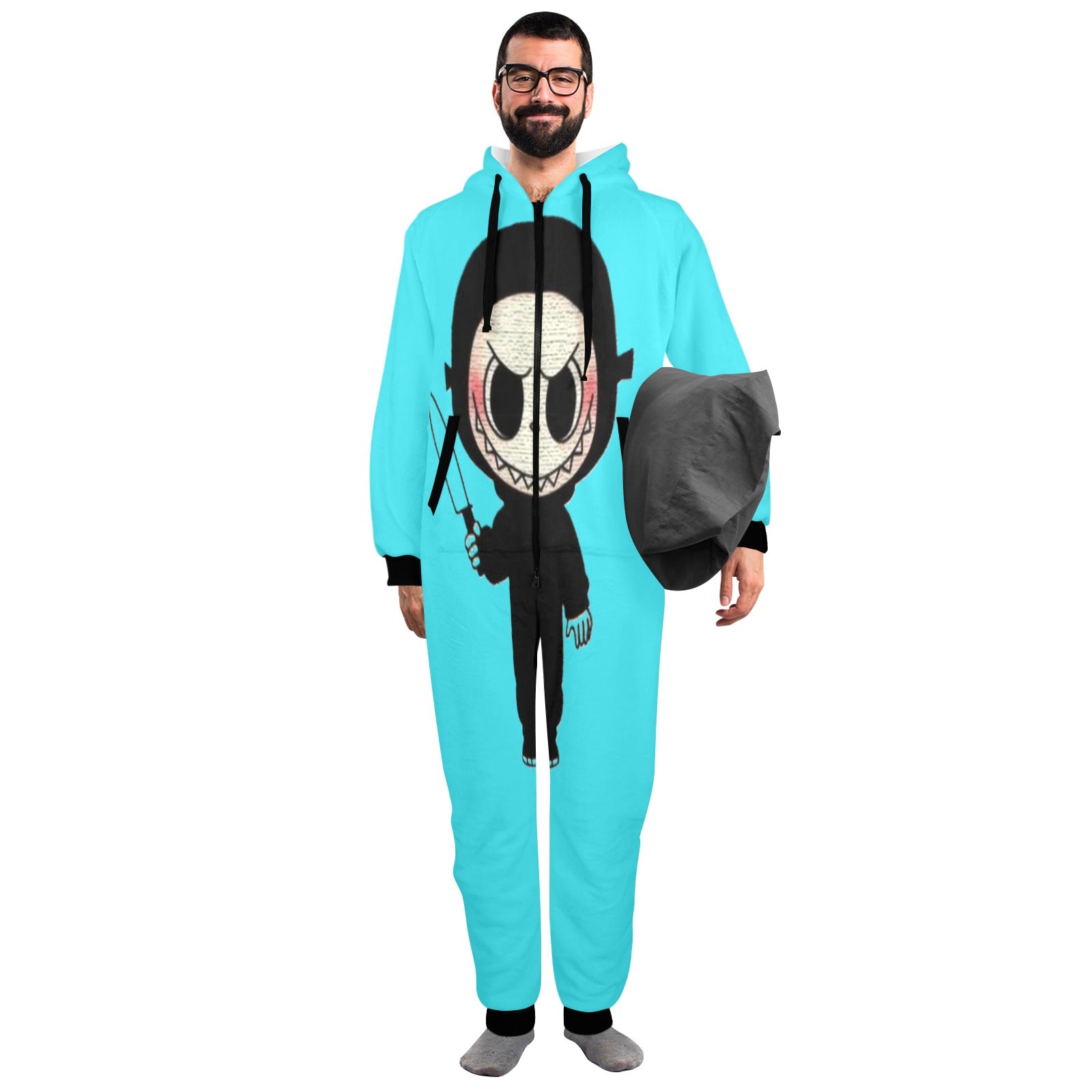 KSC's Exclusive Halloween Adult Unisex Onesie - Labubu Ghost Face Scary