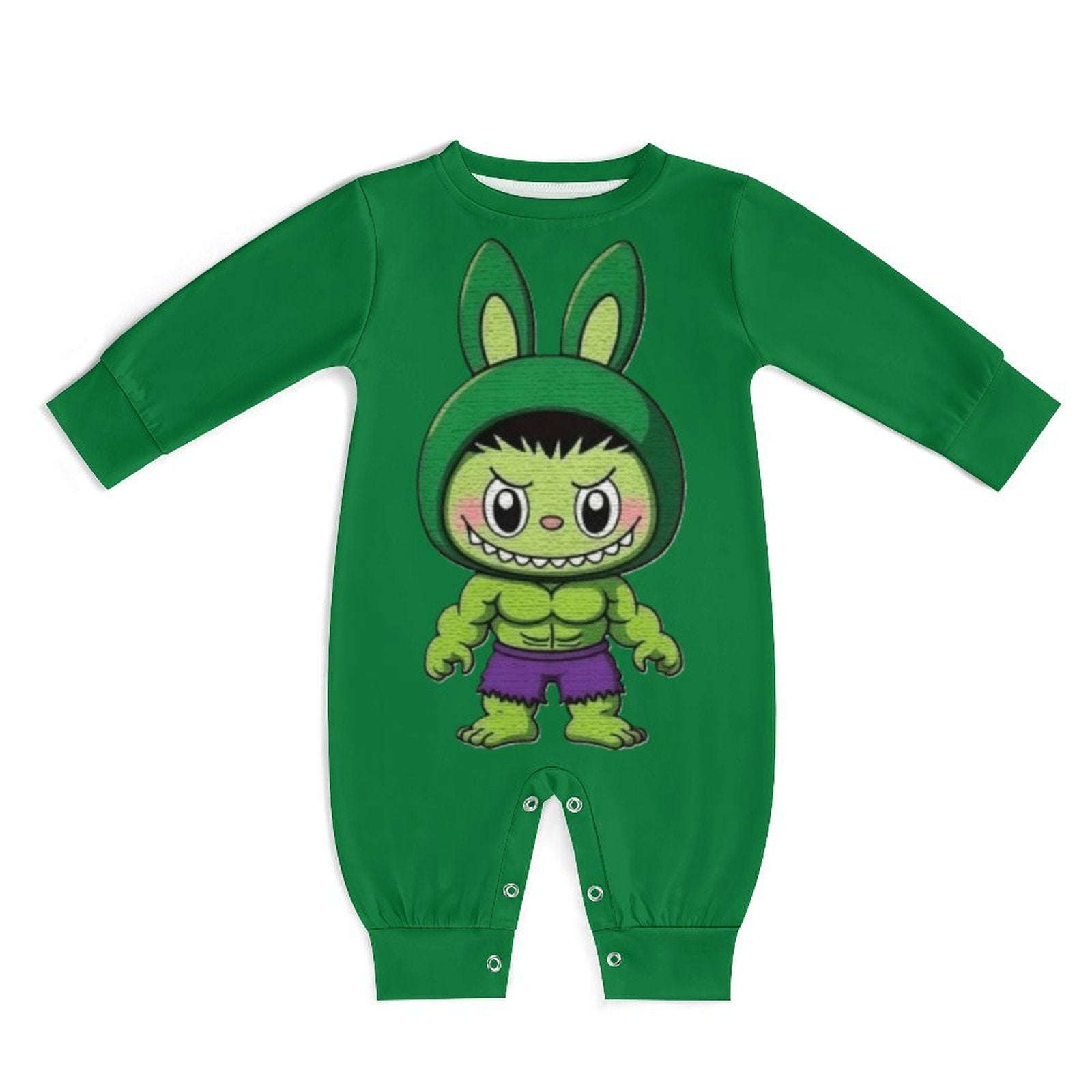 Hulk Labubu Baby Onesie Romper Long Sleeve with Hat