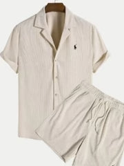 K&S's Men's Casual Loose Shirt & Short Set- casual loose short sleeved short four sided elastic set