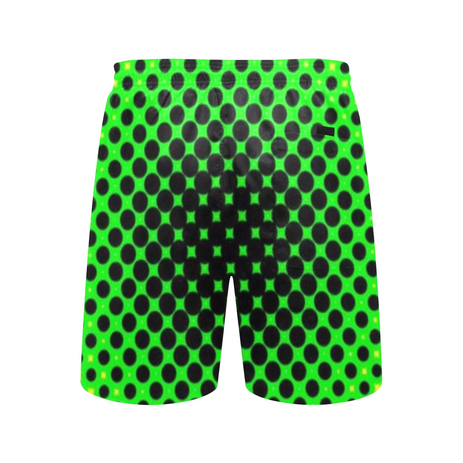 KSC's Custom Design Men's Lime Green Black Dot Mid-Length Beach Shorts