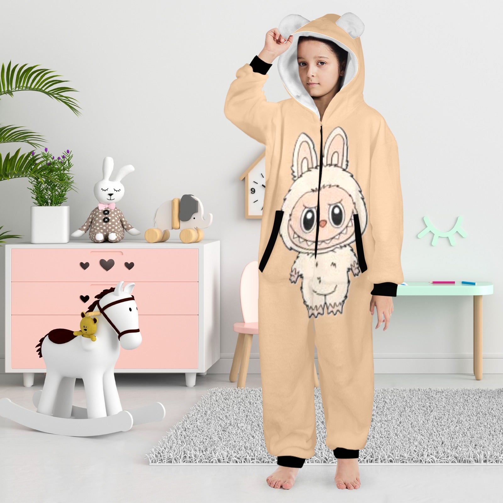 KSC's Exclusive Big Kids Onesie Labubu (8 to 15 Years) Tan White Labubu
