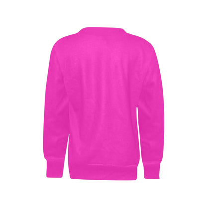 SUPER GIRL PRINT DESIGN YOUNG GIRL'S SWEATERS- Girls Super Girl Print Crew Neck Sweater