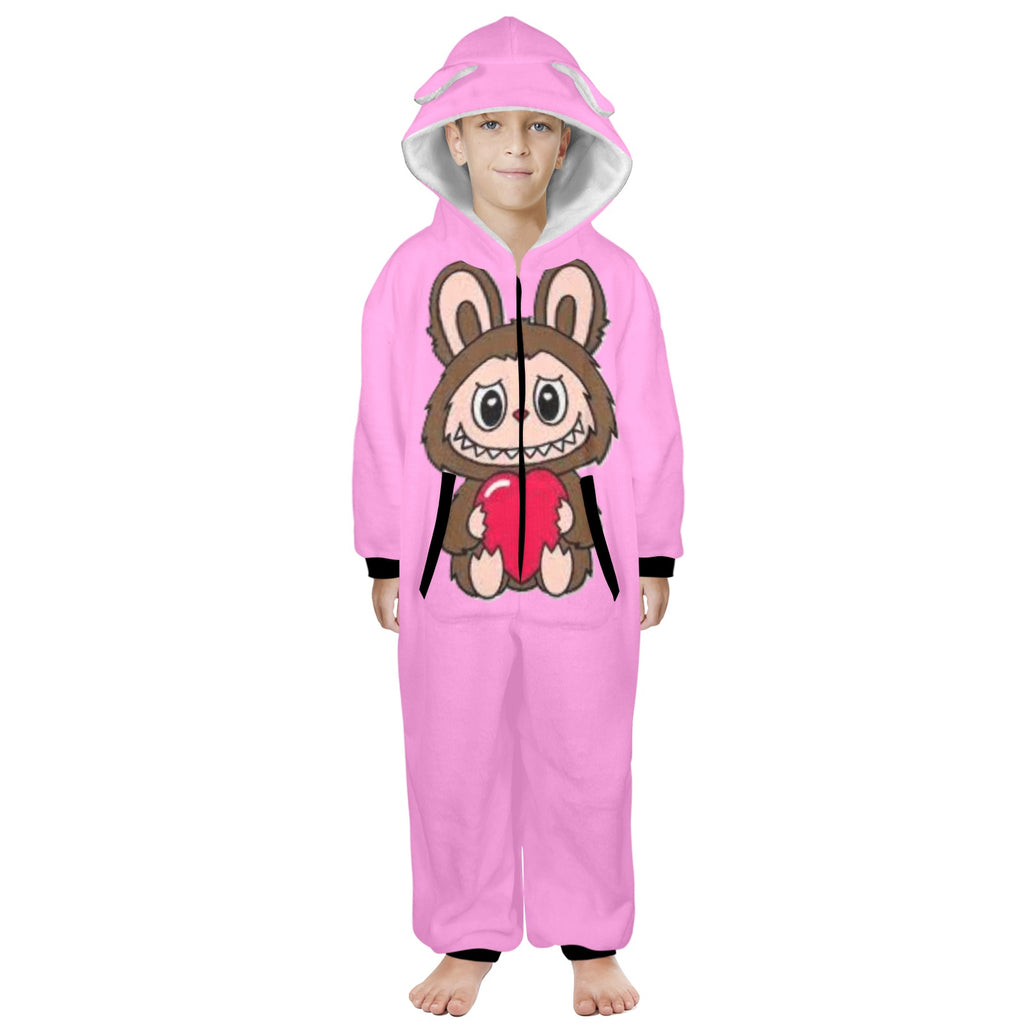 KSC's Exclusive Big Kids Onesie Labubu (8 to 15 Years) Pink Brown w/Heart