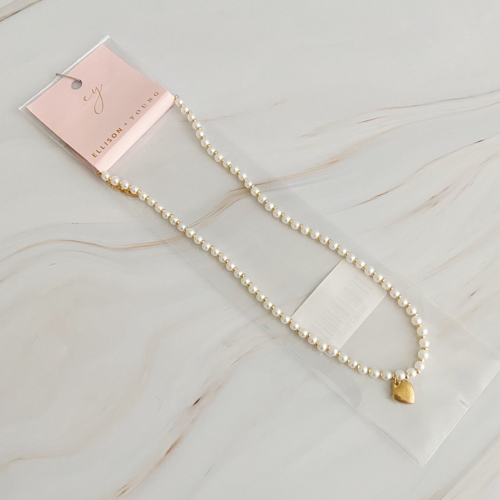 Beautiful Pearl And Gold Bauble Heart Necklace