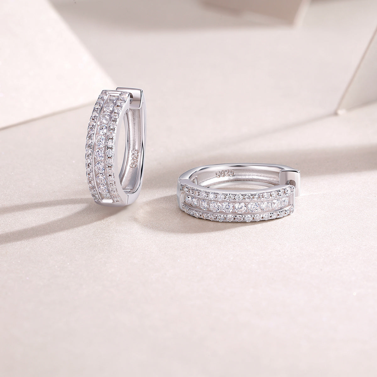Luxurious Moshan Diamond Silver Earrings
