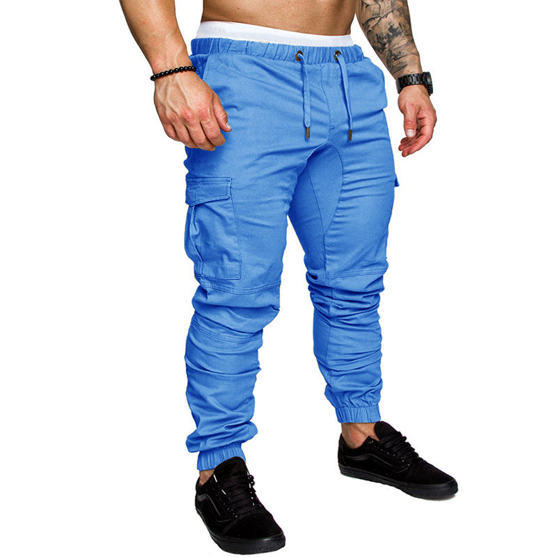 Fashion Men's Drawstring Adjustable Pocket Pants New Casual Men's Pants Jogging Slim Fit Striped Clothing