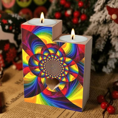 Kaleidoscope Design Candle Holders Wooden Candle Holder (Without Candle)