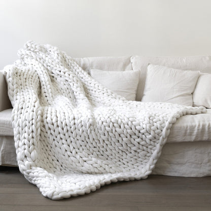 COZY COMFORTABLE WOVEN BLANKET Yarn Hand-Woven Blanket Knitted Wool blanket Soft Thick Yarn