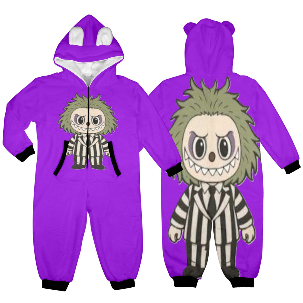 KSC's Halloween Purple Beetle J Labubu Little Kid Unisex Onesie (2 to 7 Years) Hooded Onesie Pajamas For Little Kids