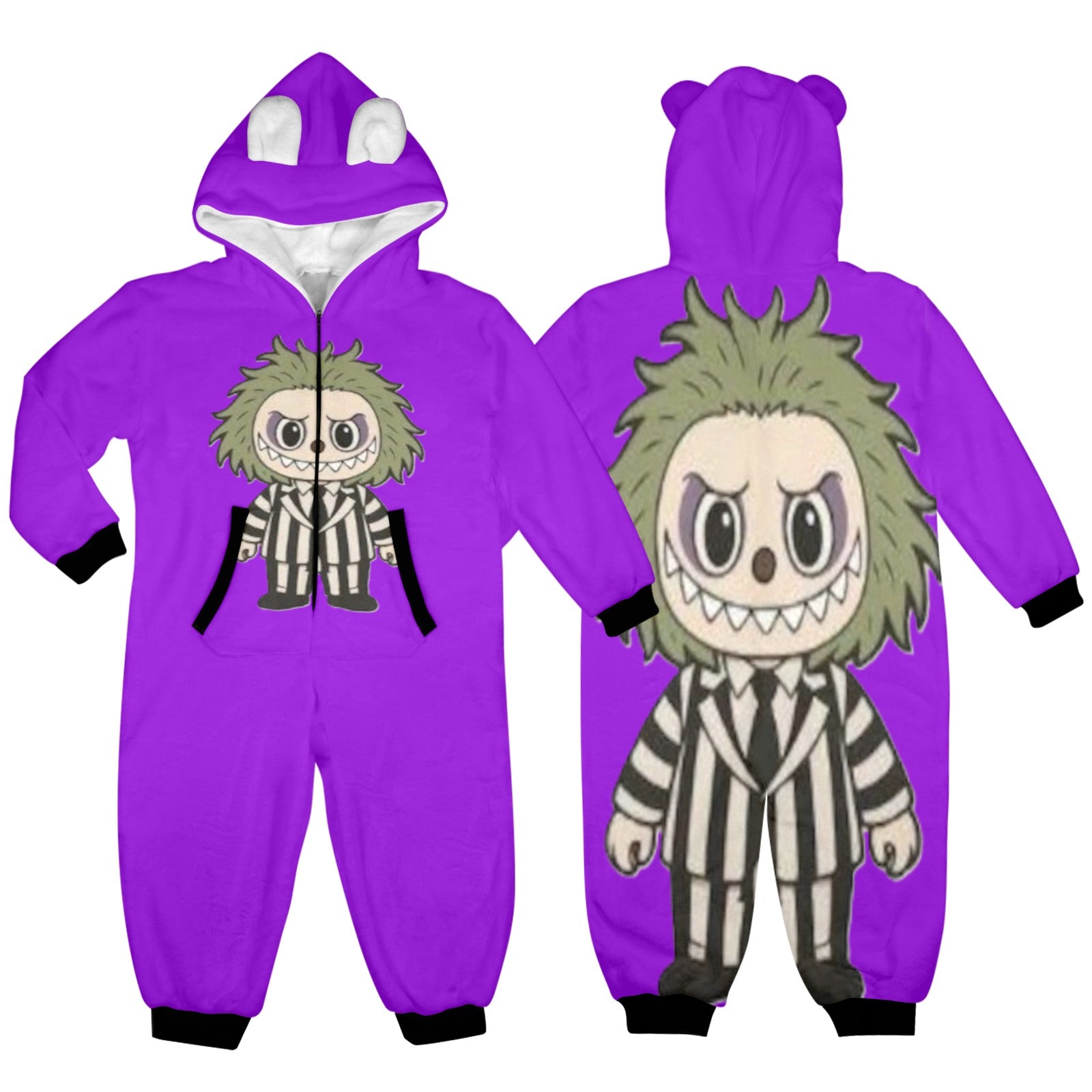 KSC's Halloween Purple Beetle J Labubu Little Kid Unisex Onesie (2 to 7 Years) Hooded Onesie Pajamas For Little Kids