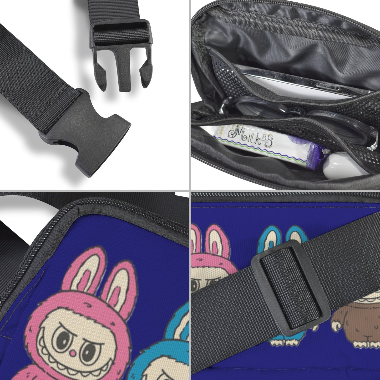 Labubu Triple Threat Fanny Pack Set – 3x the Style, All Ages Welcome -Three Labubus Cross Body Bags - Fanny Bags for Adults & Kids