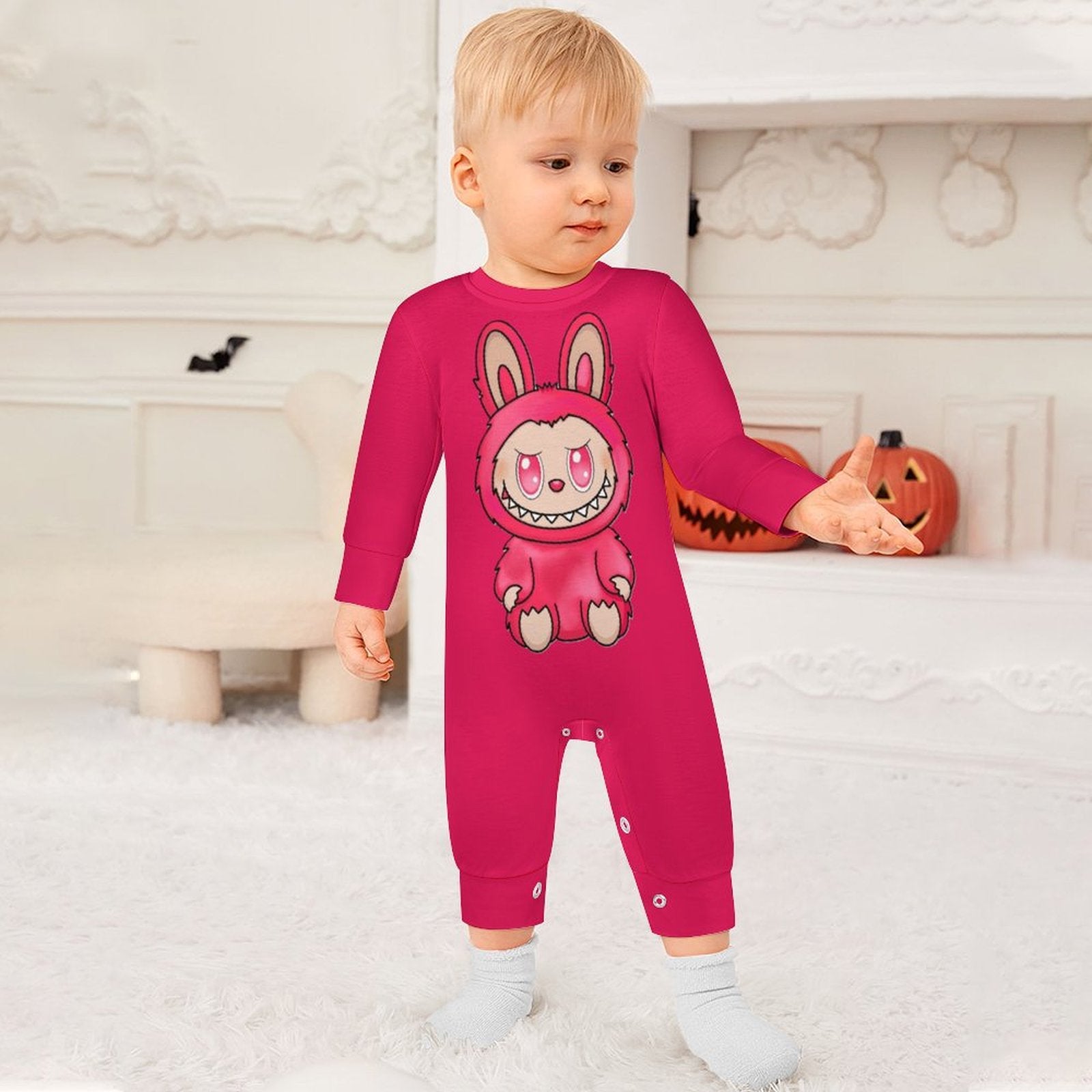 Baby Labubu Long Sleeve Onesie Romper with Hat