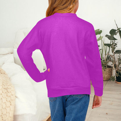 SUPER GIRL PRINT DESIGN YOUNG GIRL'S SWEATERS- Girls Super Girl Print Crew Neck Sweater